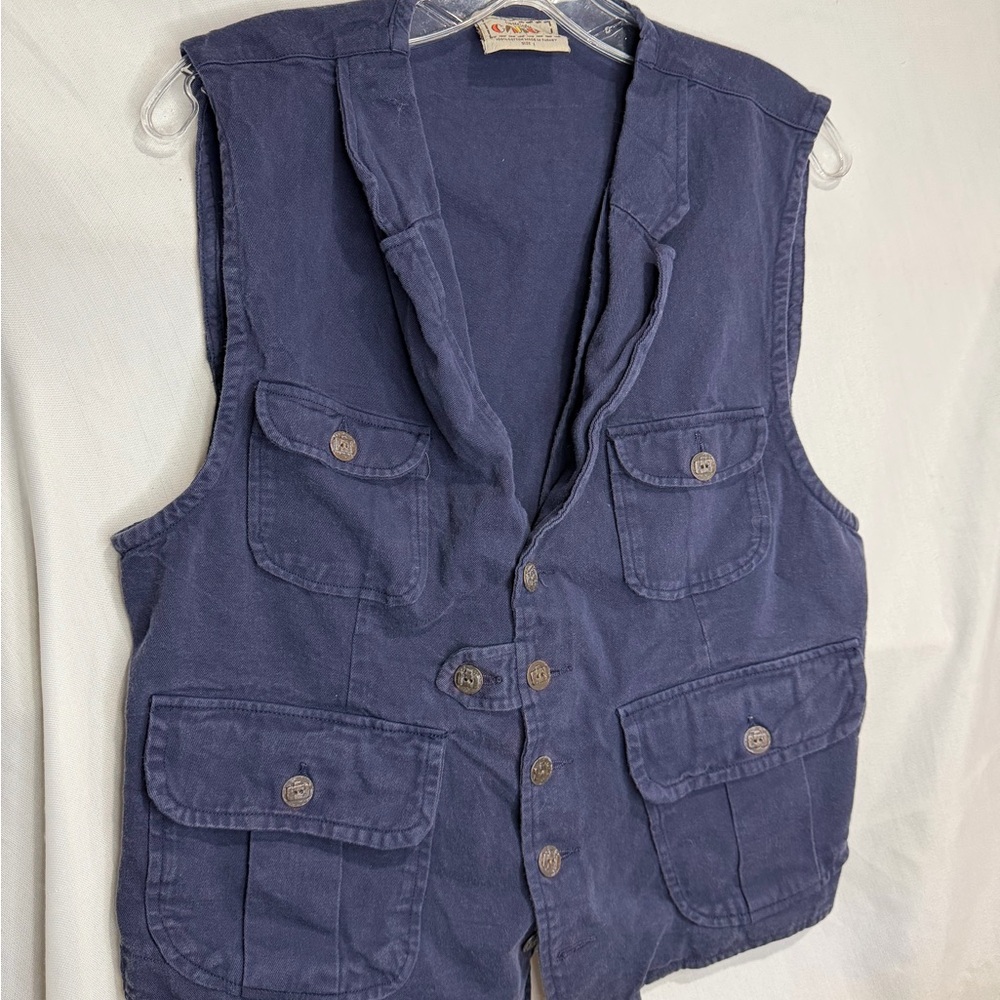 Chico's Deep Blue Cotton Vest Top with Buttons